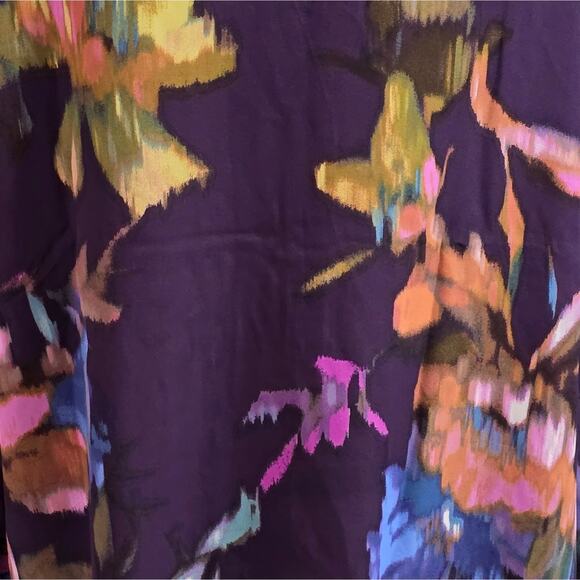 NICOLE MILLER Floral Print Women's Top Purple Watercolor Abstract Plus Size 2X 3 - Picture 4 of 11